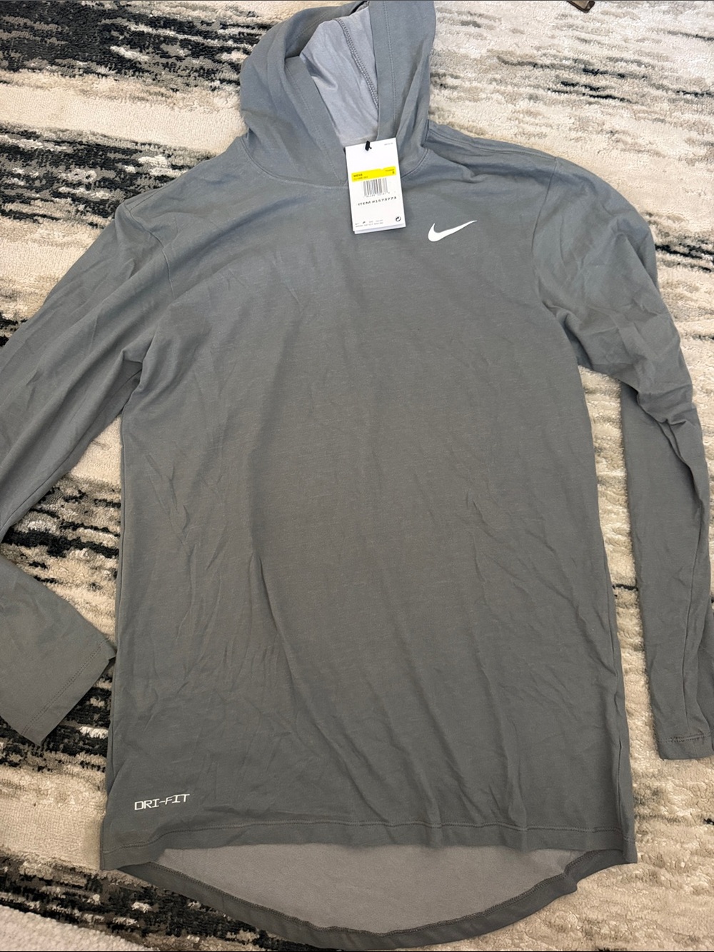 Nike Men’s Dri-FIT Long Sleeve Hoodie Tee Size Small Gray